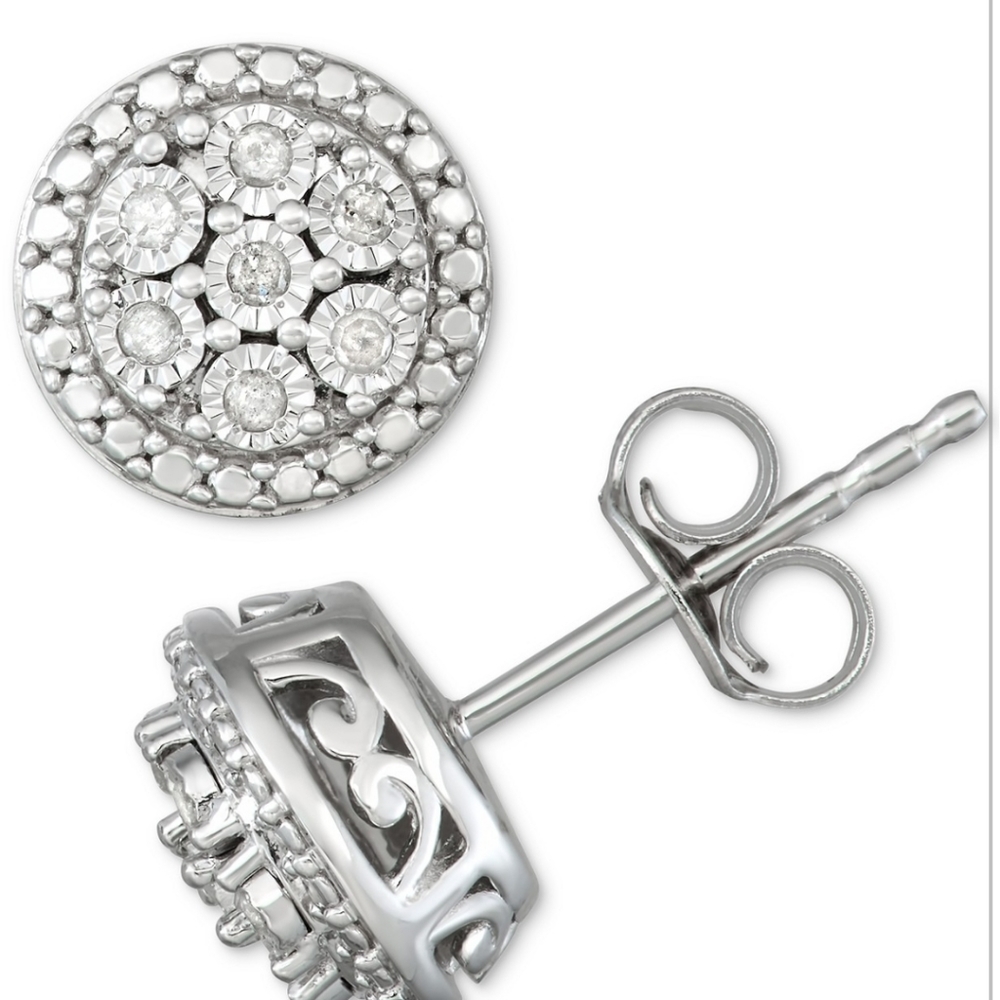Diamond Cluster Stud Earrings